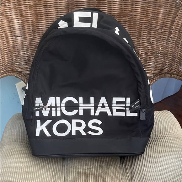 Michael Kors Black and White Logo Backpack
